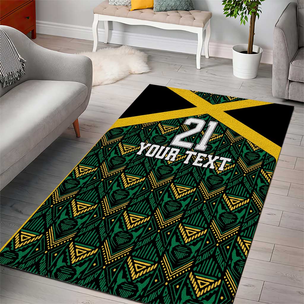 Afro-Jamaicans Football Custom Area Rug Black Ethnic Motifs LT9