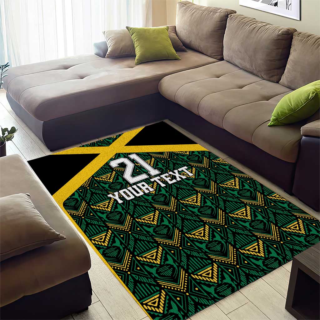 Afro-Jamaicans Football Custom Area Rug Black Ethnic Motifs LT9