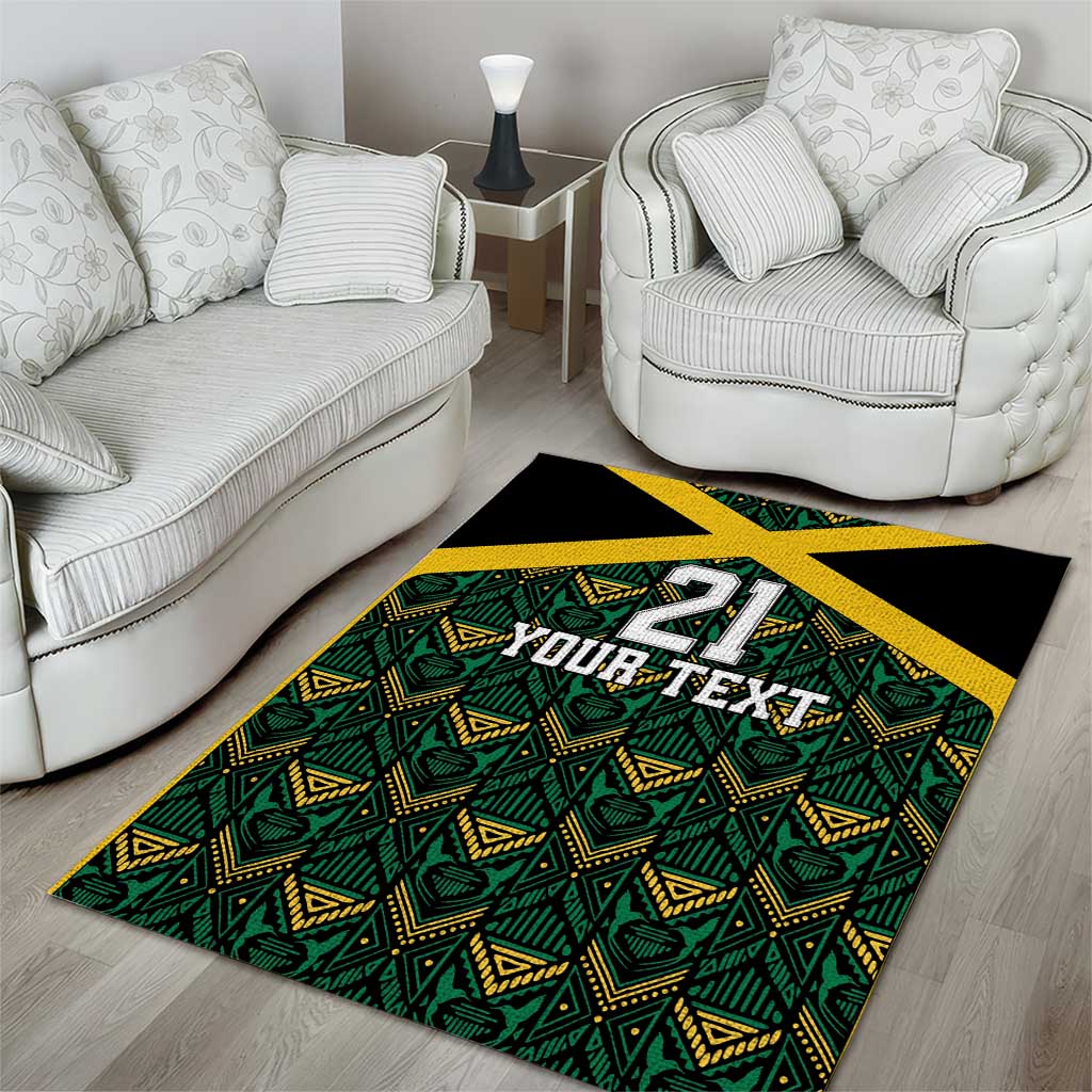 Afro-Jamaicans Football Custom Area Rug Black Ethnic Motifs LT9