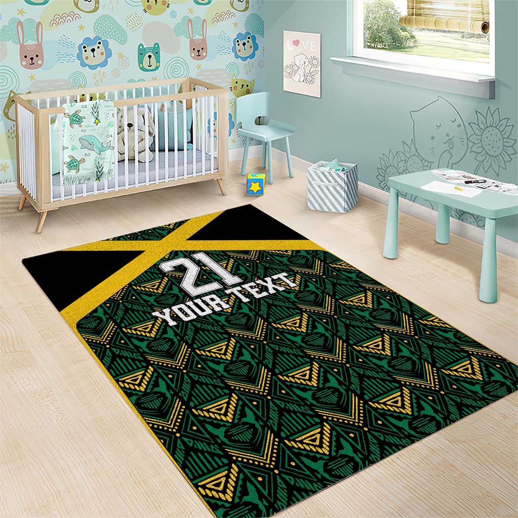 Afro-Jamaicans Football Custom Area Rug Black Ethnic Motifs LT9