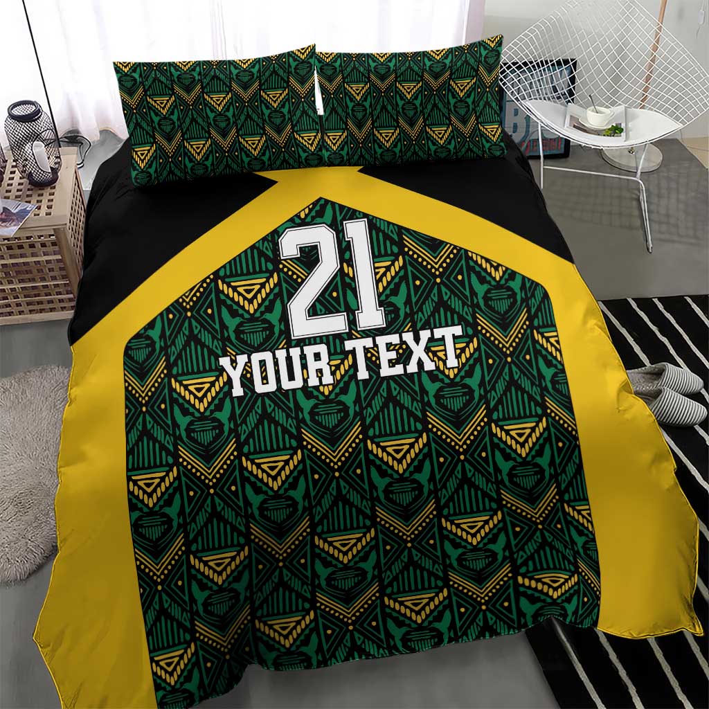 Afro-Jamaicans Football Custom Bedding Set Black Ethnic Motifs LT9
