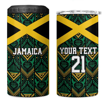 Afro-Jamaicans Football Custom 4 in 1 Can Cooler Tumbler Black Ethnic Motifs LT9