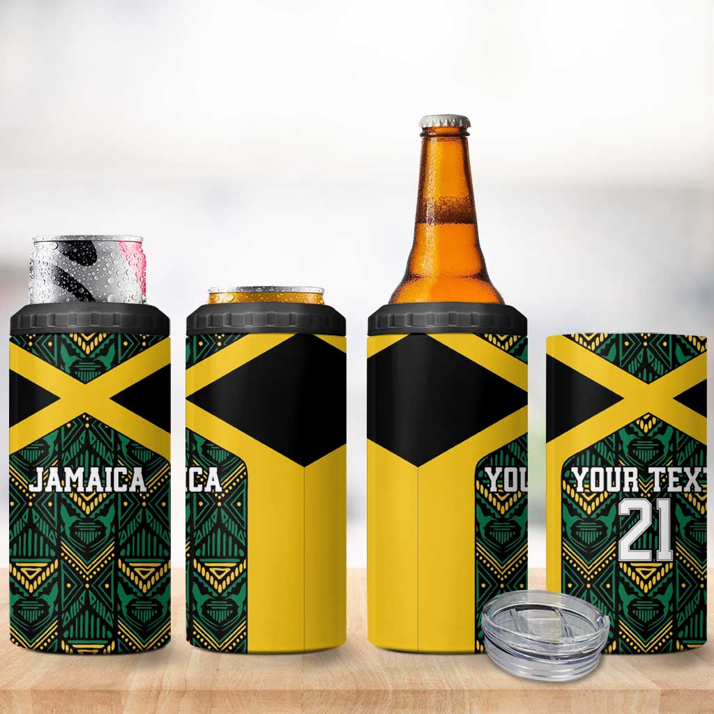 Afro-Jamaicans Football Custom 4 in 1 Can Cooler Tumbler Black Ethnic Motifs LT9