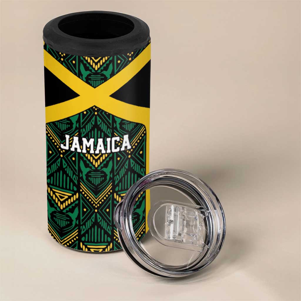 Afro-Jamaicans Football Custom 4 in 1 Can Cooler Tumbler Black Ethnic Motifs LT9
