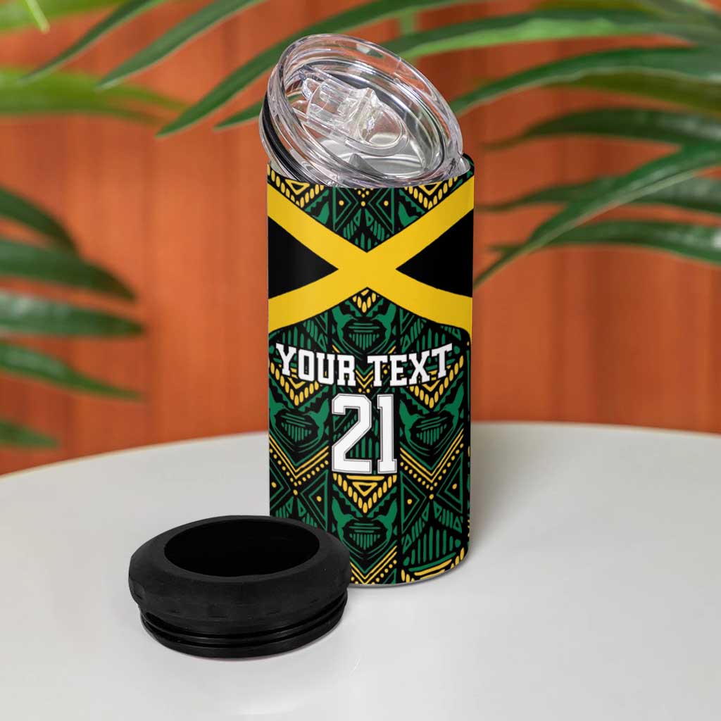 Afro-Jamaicans Football Custom 4 in 1 Can Cooler Tumbler Black Ethnic Motifs LT9