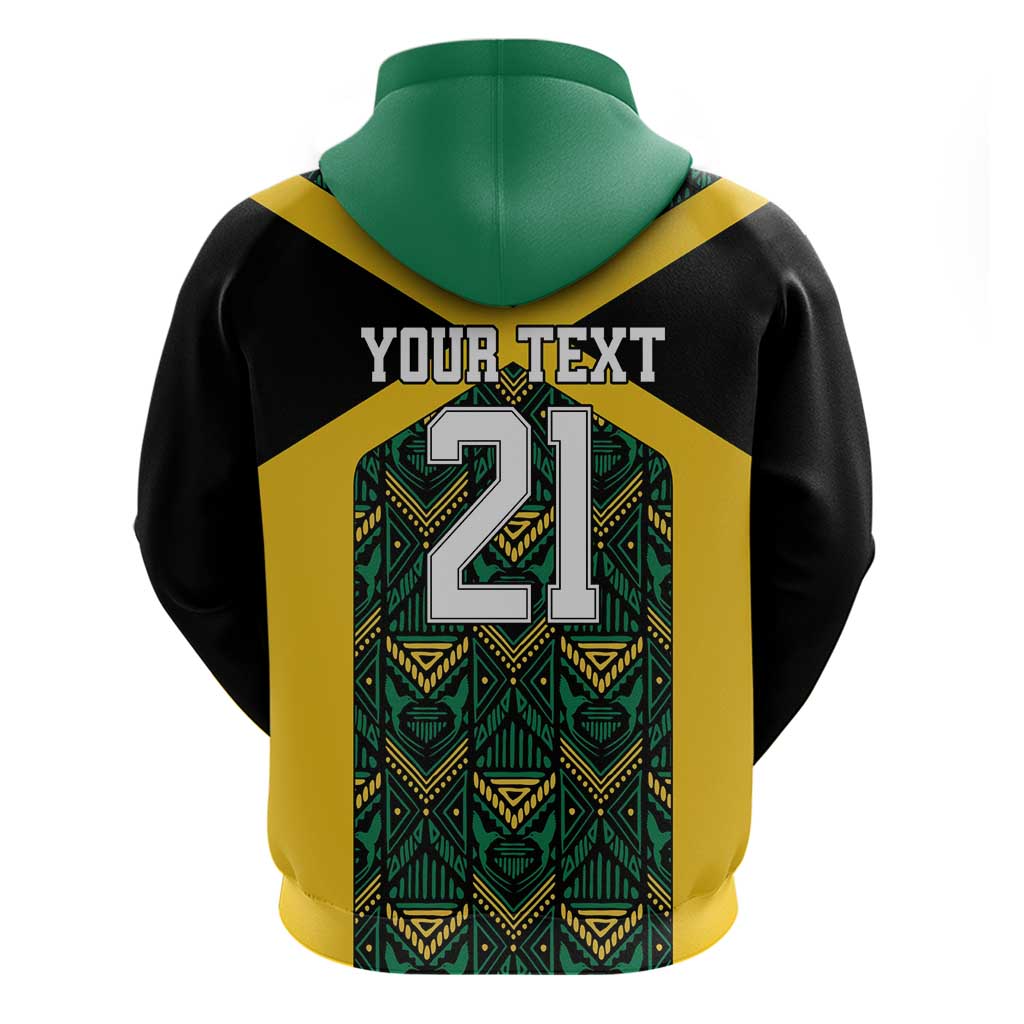 Jamaica Football Custom Hoodie Black Ethnic Motifs LT9
