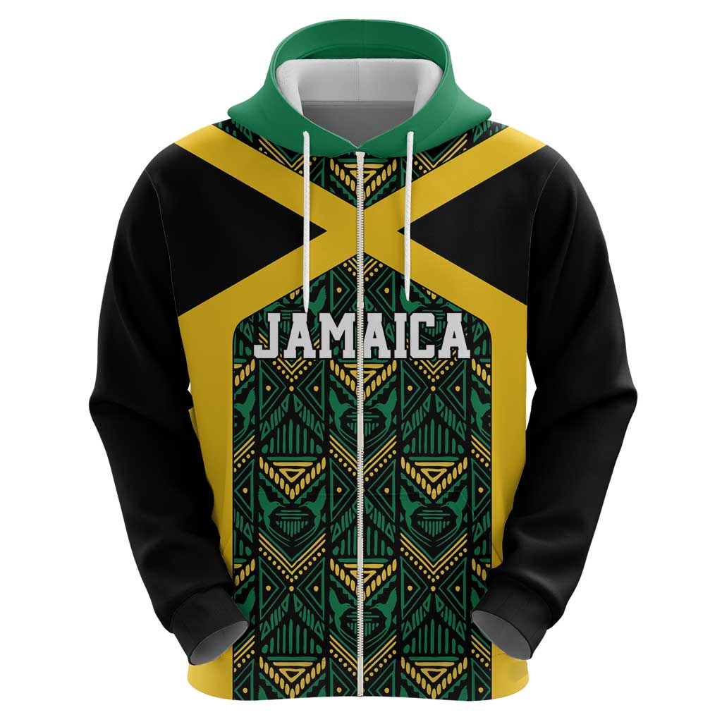Jamaica Football Custom Hoodie Black Ethnic Motifs LT9
