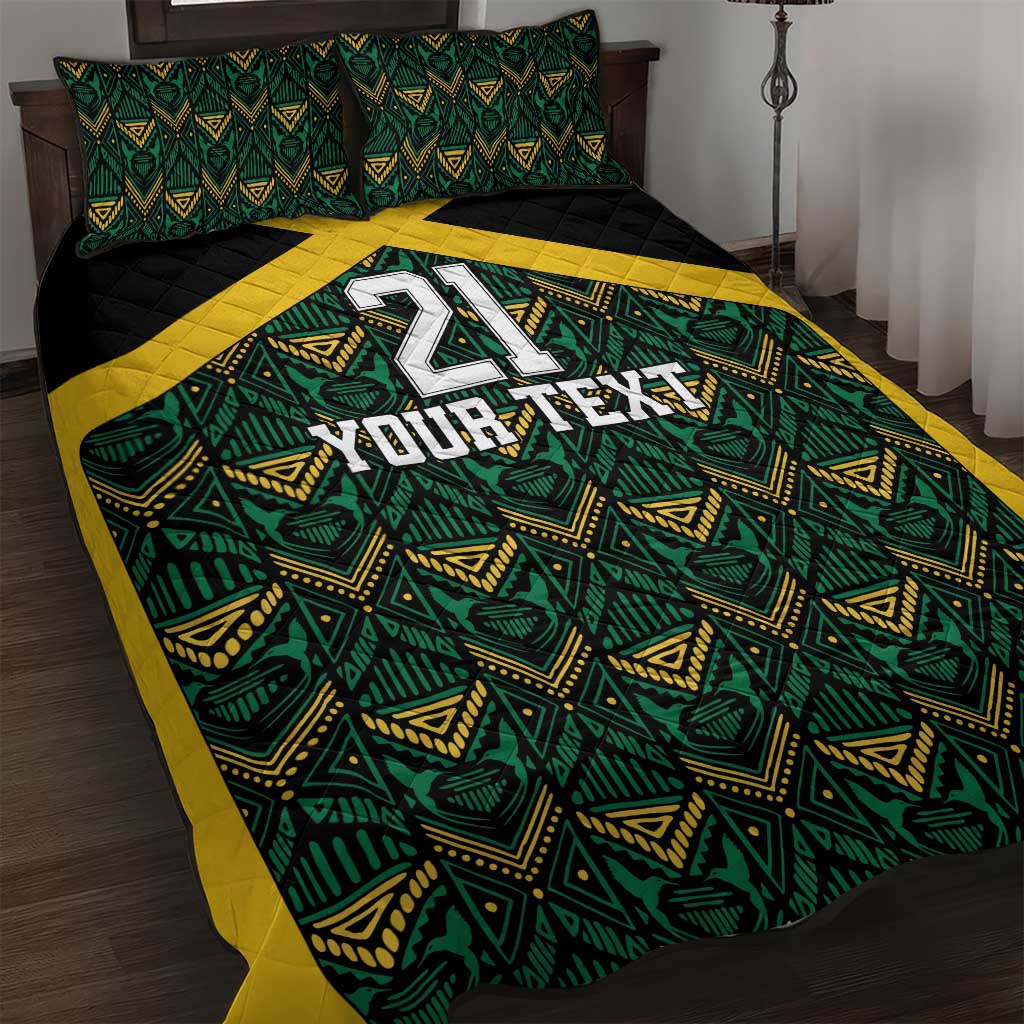 Afro-Jamaicans Football Custom Quilt Bed Set Black Ethnic Motifs LT9