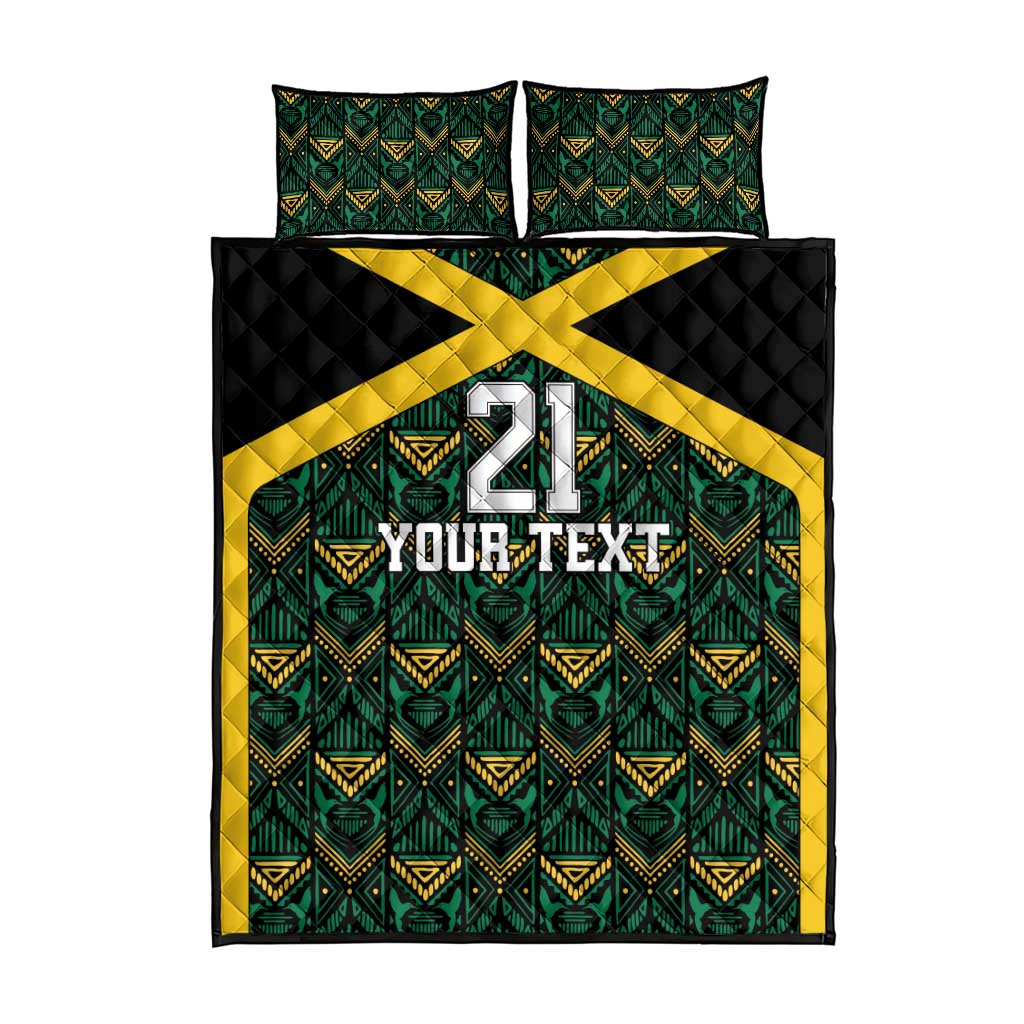 Afro-Jamaicans Football Custom Quilt Bed Set Black Ethnic Motifs LT9