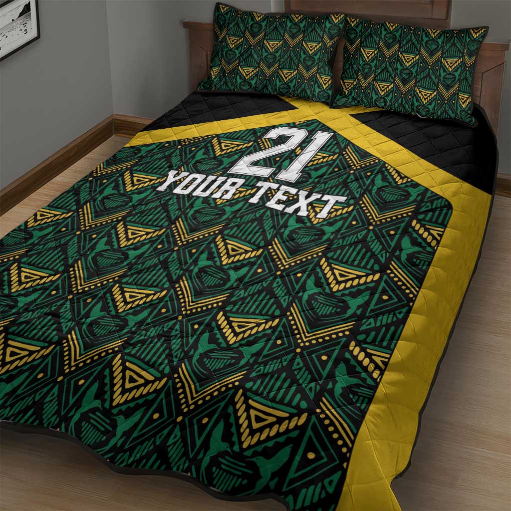 Afro-Jamaicans Football Custom Quilt Bed Set Black Ethnic Motifs LT9