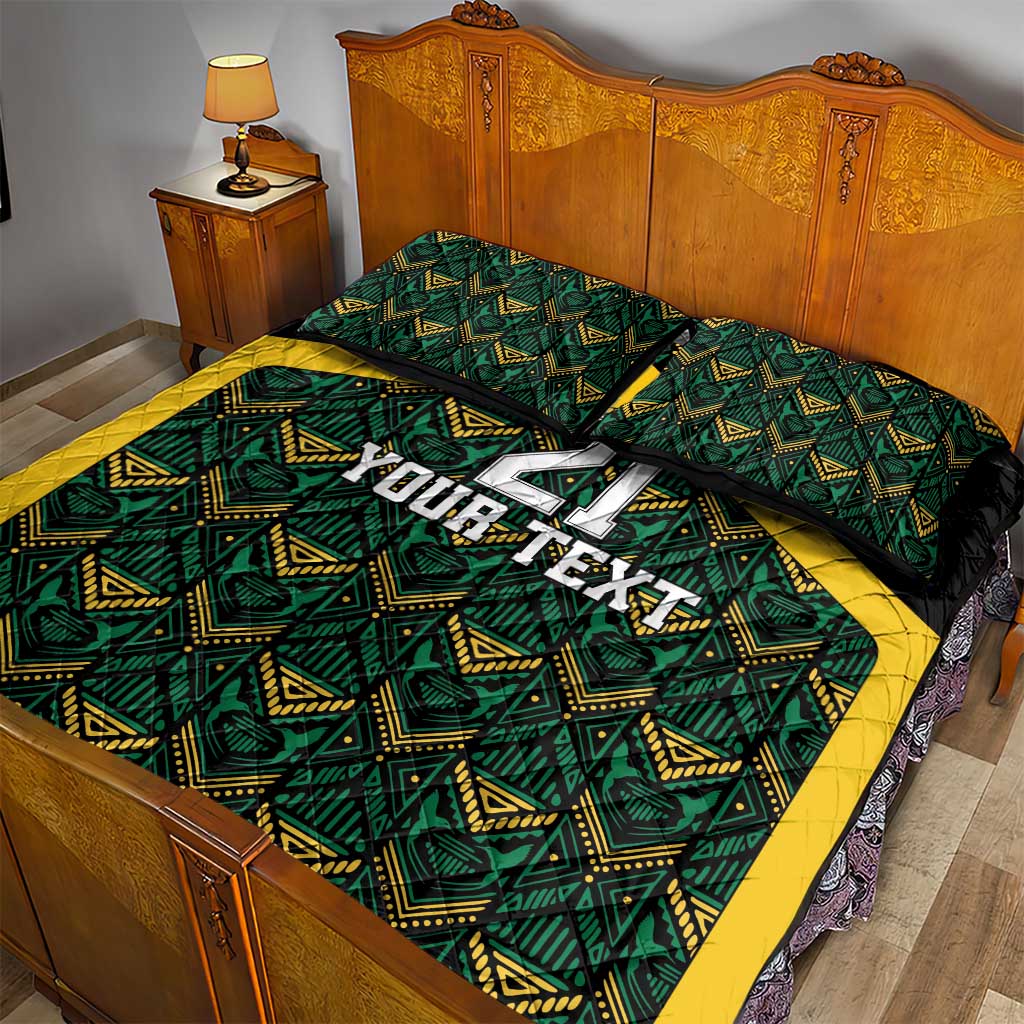 Afro-Jamaicans Football Custom Quilt Bed Set Black Ethnic Motifs LT9