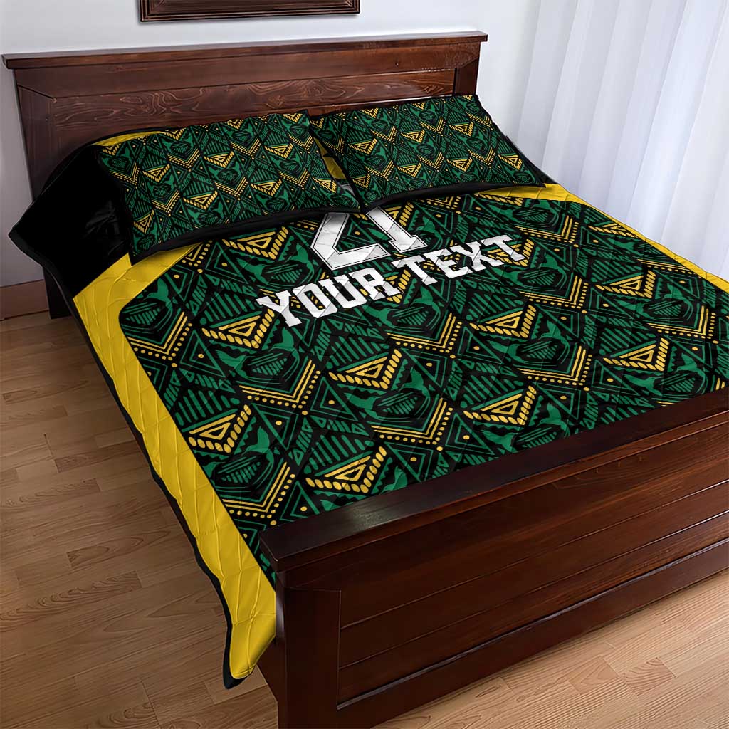Afro-Jamaicans Football Custom Quilt Bed Set Black Ethnic Motifs LT9