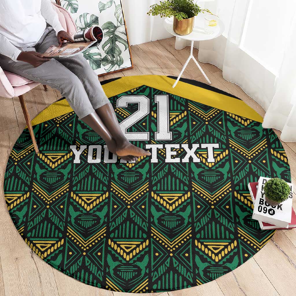 Afro-Jamaicans Football Custom Round Carpet Black Ethnic Motifs LT9