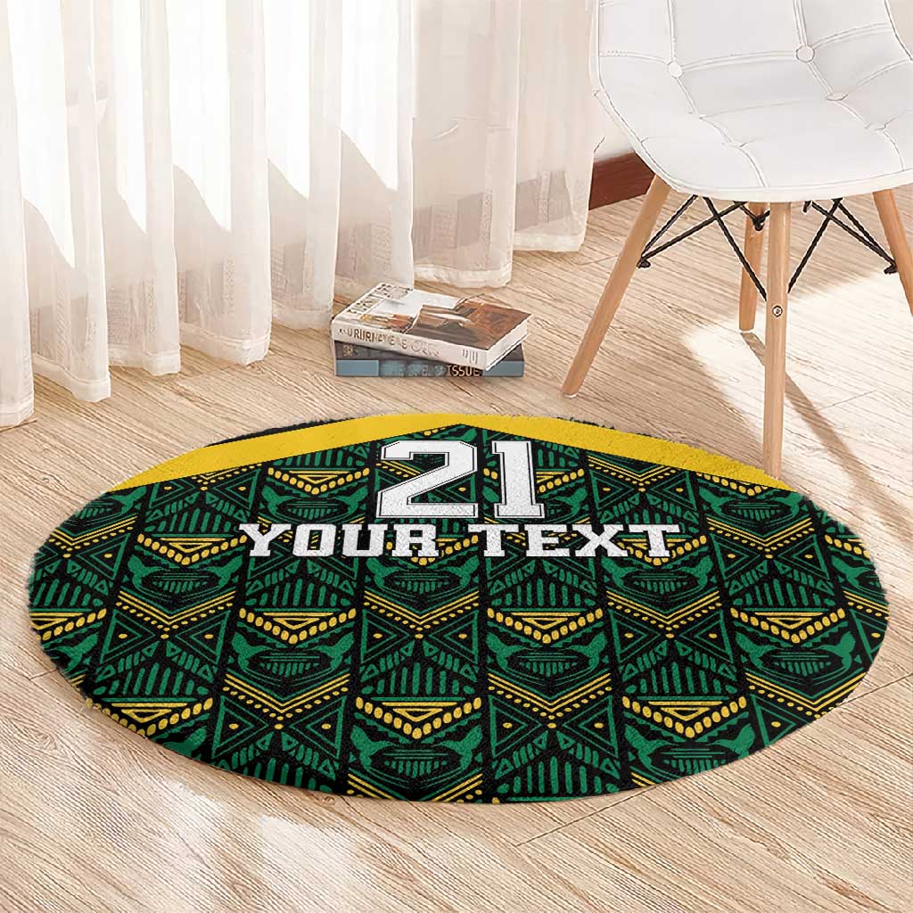 Afro-Jamaicans Football Custom Round Carpet Black Ethnic Motifs LT9