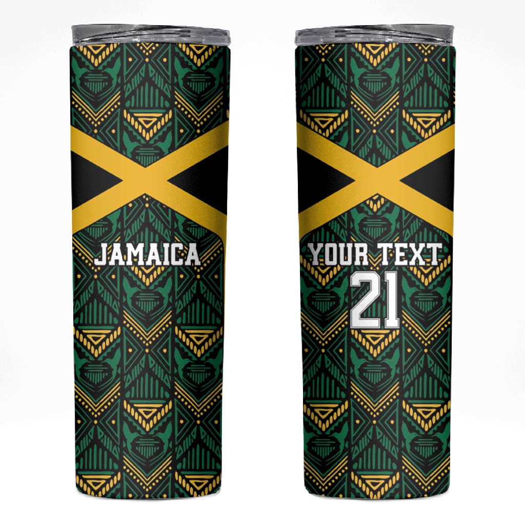 Afro-Jamaicans Football Custom Skinny Tumbler Black Ethnic Motifs LT9