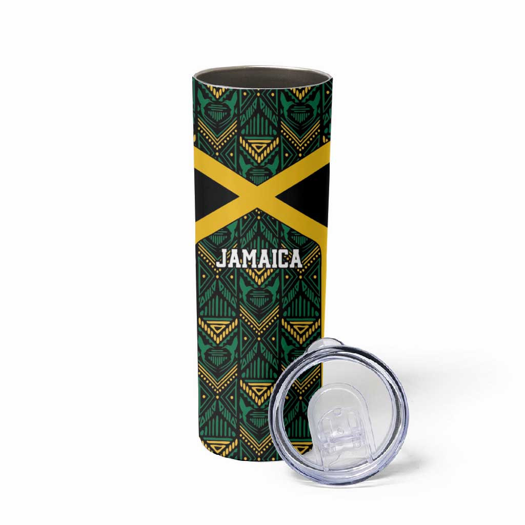 Afro-Jamaicans Football Custom Skinny Tumbler Black Ethnic Motifs LT9