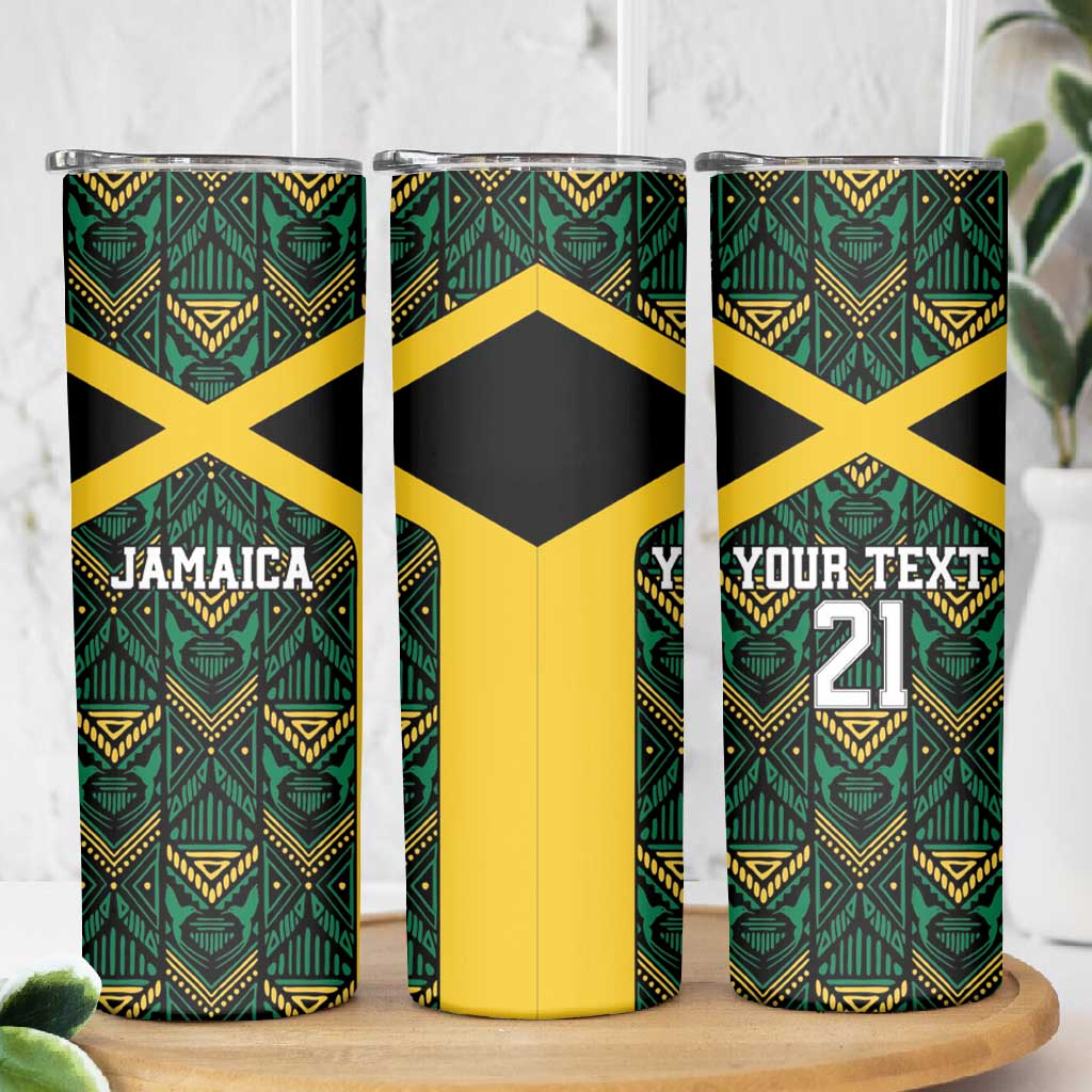 Afro-Jamaicans Football Custom Skinny Tumbler Black Ethnic Motifs LT9