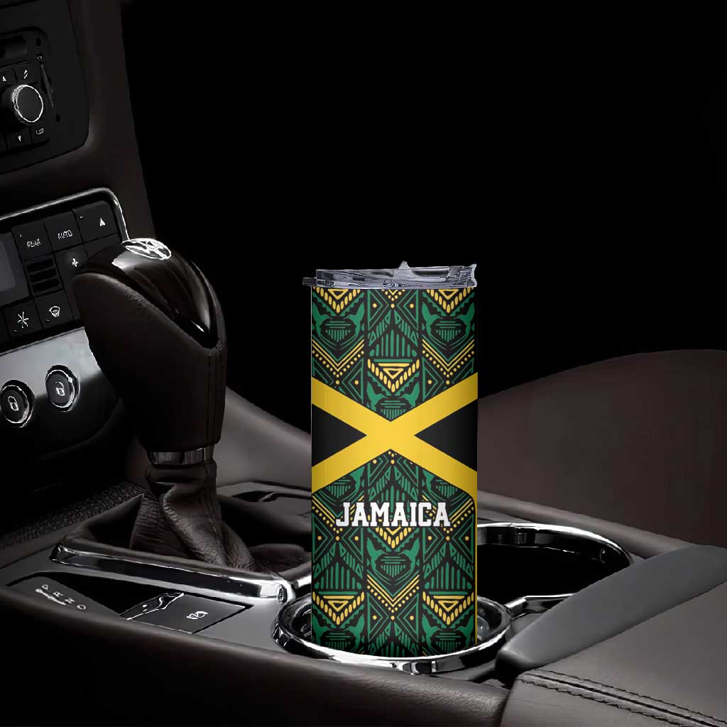 Afro-Jamaicans Football Custom Skinny Tumbler Black Ethnic Motifs LT9