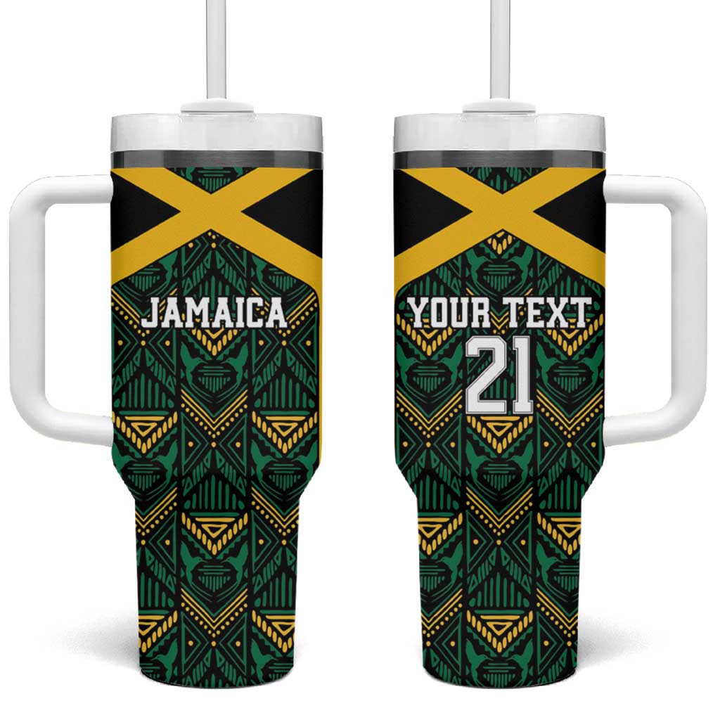 Afro-Jamaicans Football Custom Tumbler With Handle Black Ethnic Motifs LT9