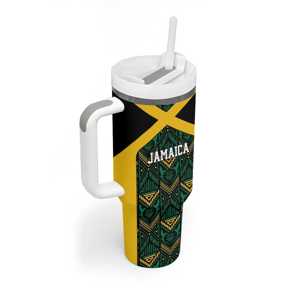 Afro-Jamaicans Football Custom Tumbler With Handle Black Ethnic Motifs LT9