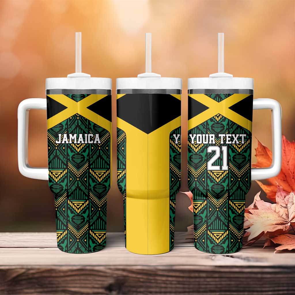 Afro-Jamaicans Football Custom Tumbler With Handle Black Ethnic Motifs LT9