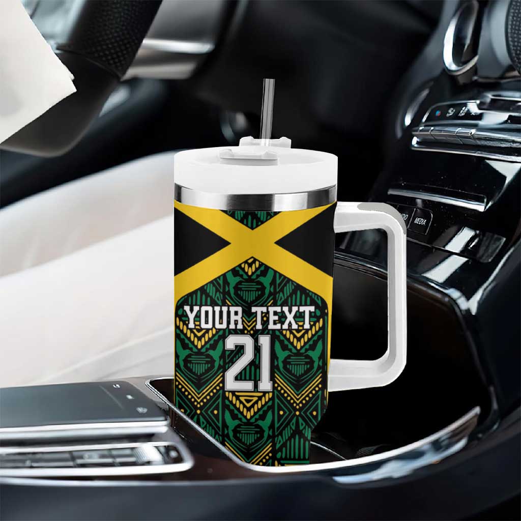 Afro-Jamaicans Football Custom Tumbler With Handle Black Ethnic Motifs LT9