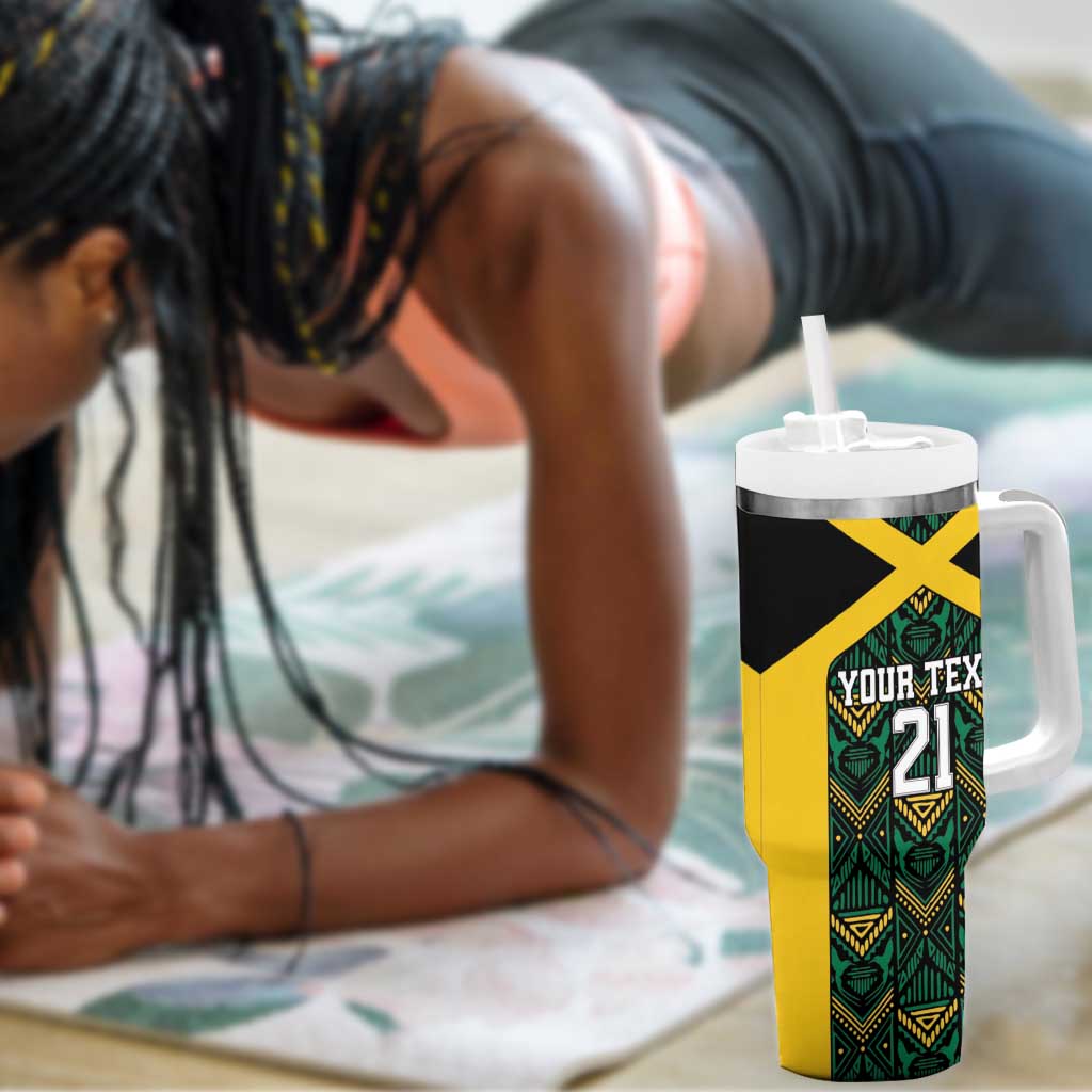 Afro-Jamaicans Football Custom Tumbler With Handle Black Ethnic Motifs LT9