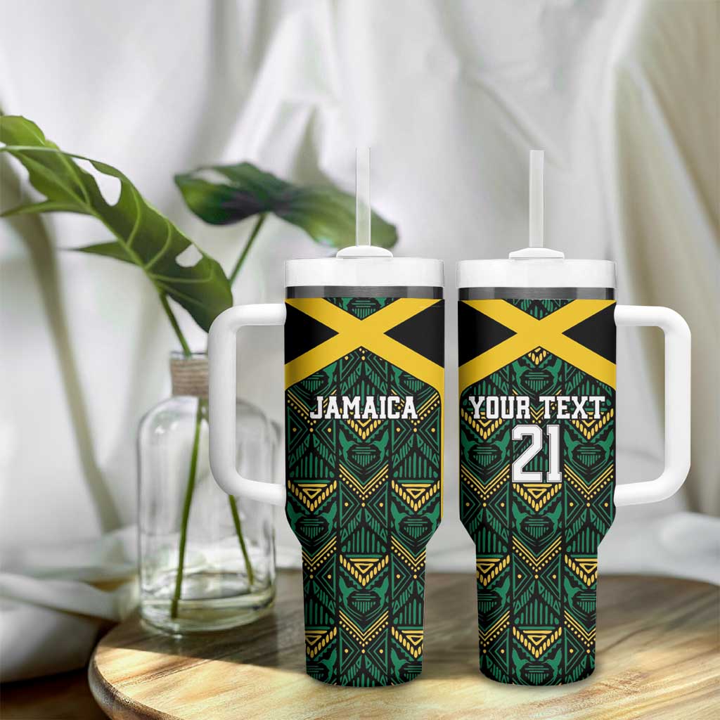 Afro-Jamaicans Football Custom Tumbler With Handle Black Ethnic Motifs LT9