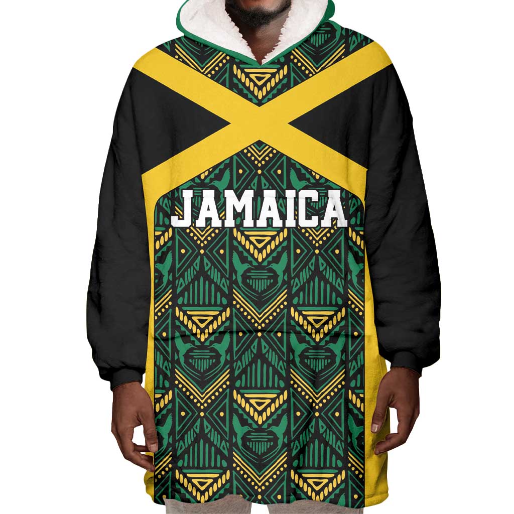 Afro-Jamaicans Football Custom Wearable Blanket Hoodie Black Ethnic Motifs LT9
