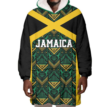Afro-Jamaicans Football Custom Wearable Blanket Hoodie Black Ethnic Motifs LT9