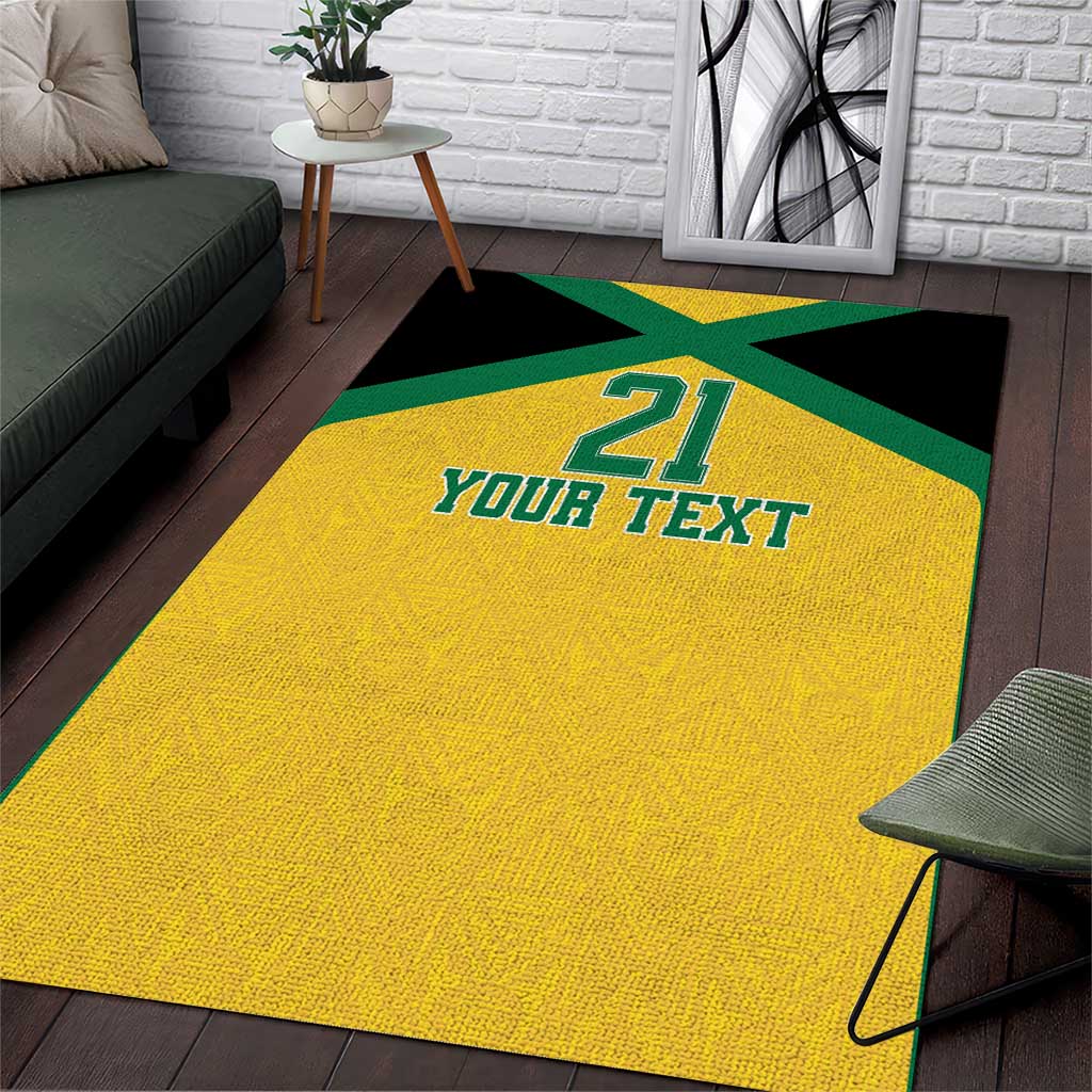 Afro-Jamaicans Football Custom Area Rug Gold Ethnic Motifs LT9