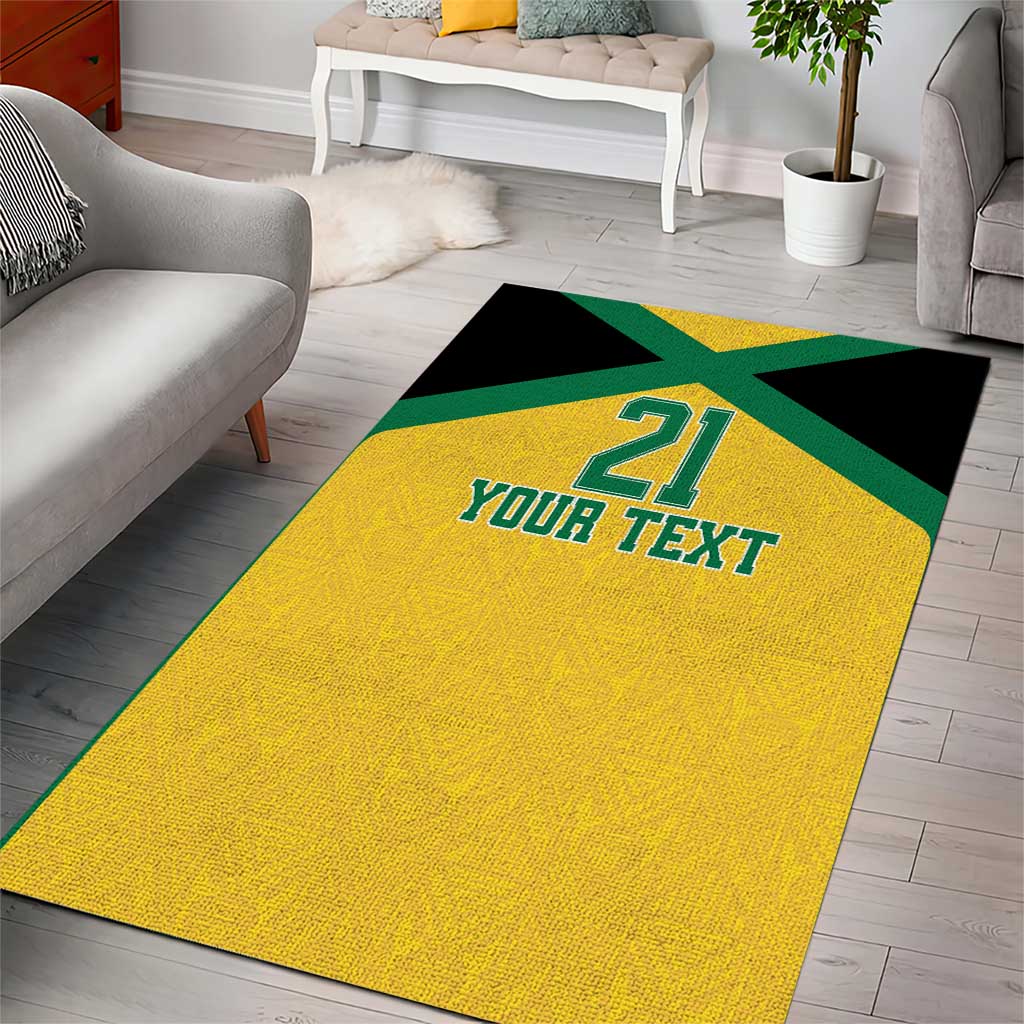 Afro-Jamaicans Football Custom Area Rug Gold Ethnic Motifs LT9