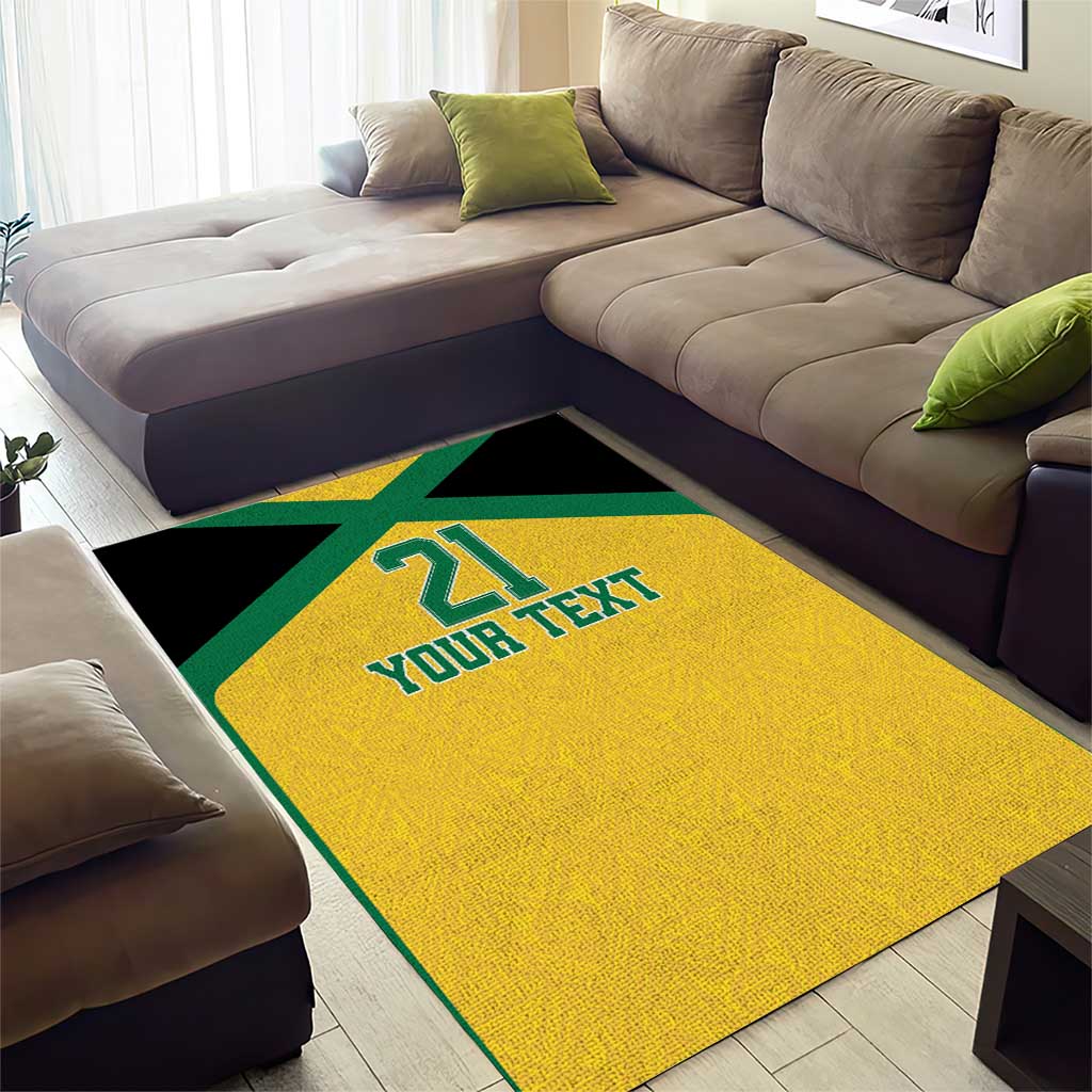 Afro-Jamaicans Football Custom Area Rug Gold Ethnic Motifs LT9