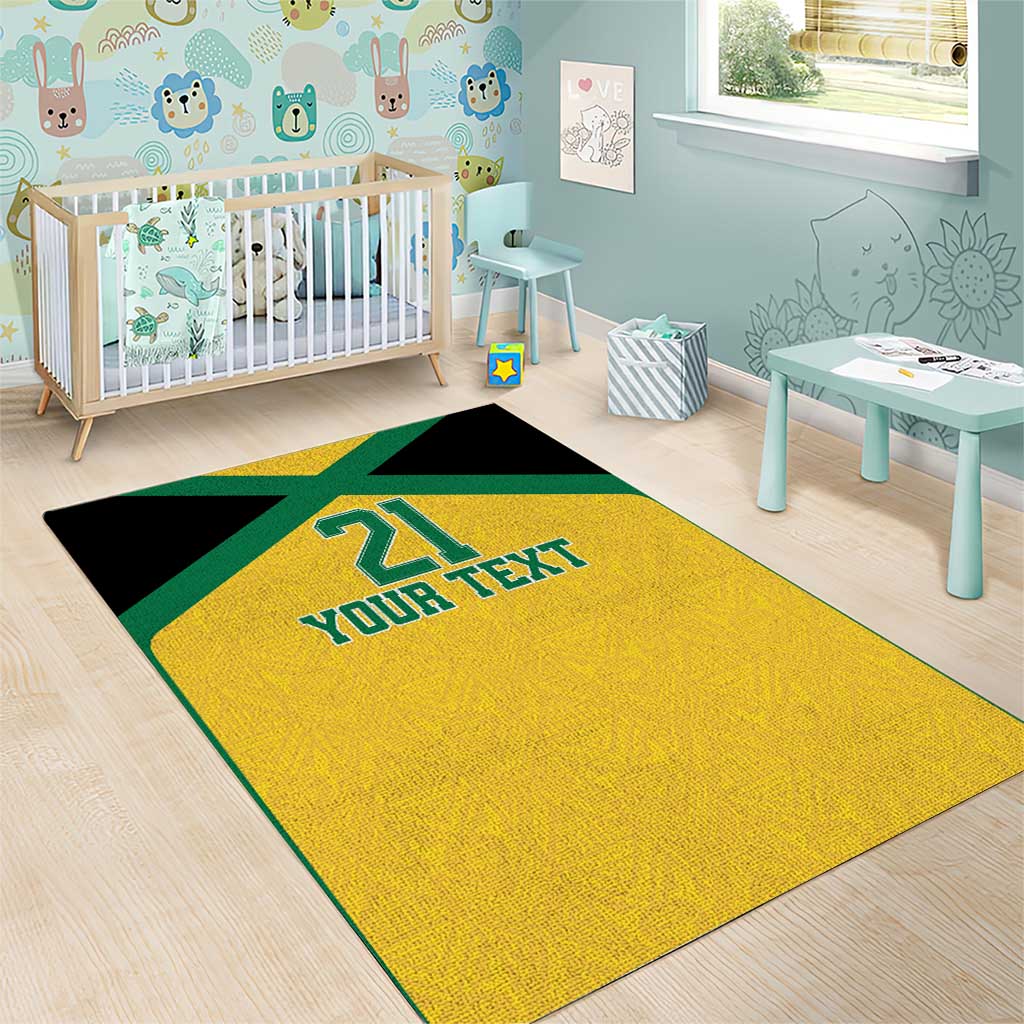 Afro-Jamaicans Football Custom Area Rug Gold Ethnic Motifs LT9