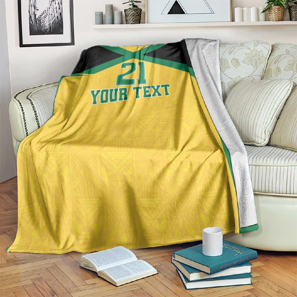 Afro-Jamaicans Football Custom Blanket Gold Ethnic Motifs LT9