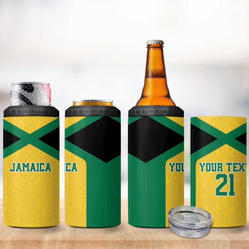 Afro-Jamaicans Football Custom 4 in 1 Can Cooler Tumbler Gold Ethnic Motifs LT9