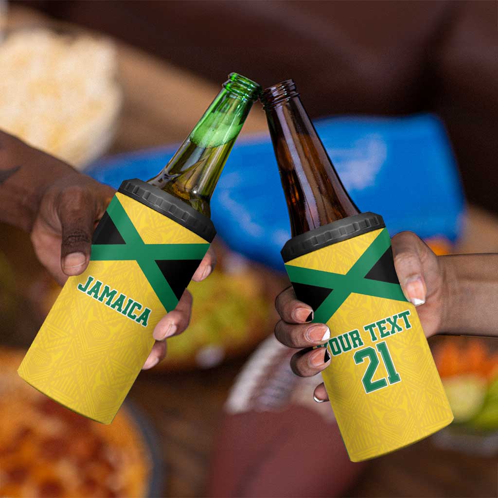 Afro-Jamaicans Football Custom 4 in 1 Can Cooler Tumbler Gold Ethnic Motifs LT9