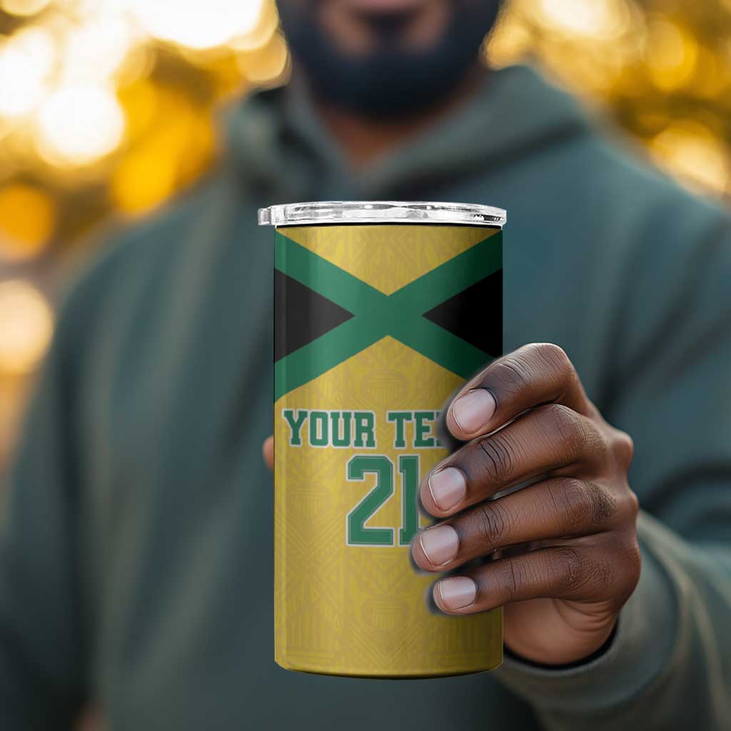 Afro-Jamaicans Football Custom 4 in 1 Can Cooler Tumbler Gold Ethnic Motifs LT9