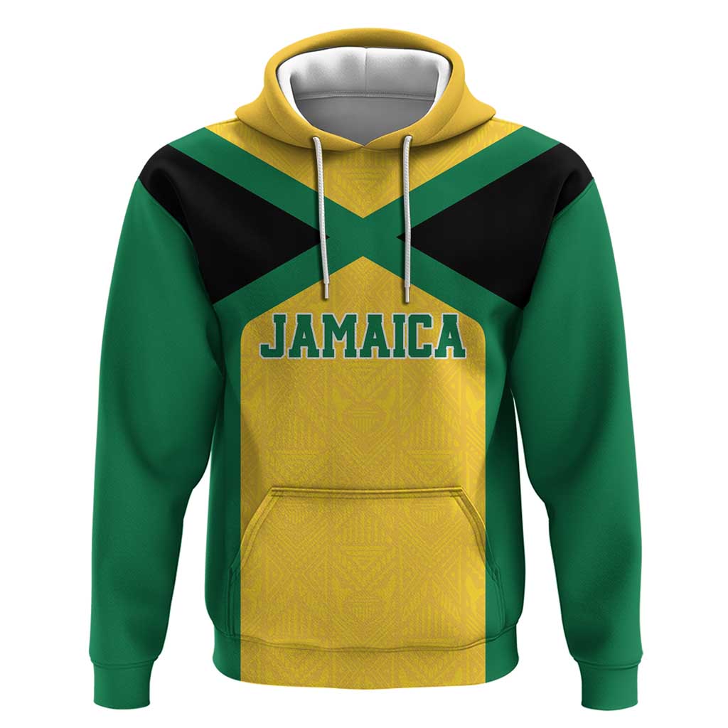 Jamaica Football Custom Hoodie Gold Ethnic Motifs LT9