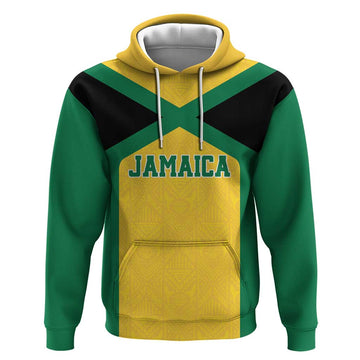 Jamaica Football Custom Hoodie Gold Ethnic Motifs LT9