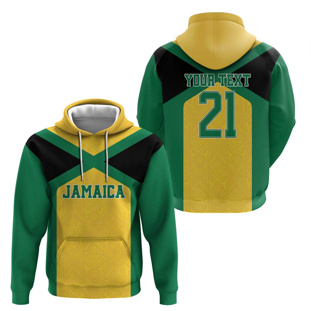 Jamaica Football Custom Hoodie Gold Ethnic Motifs LT9