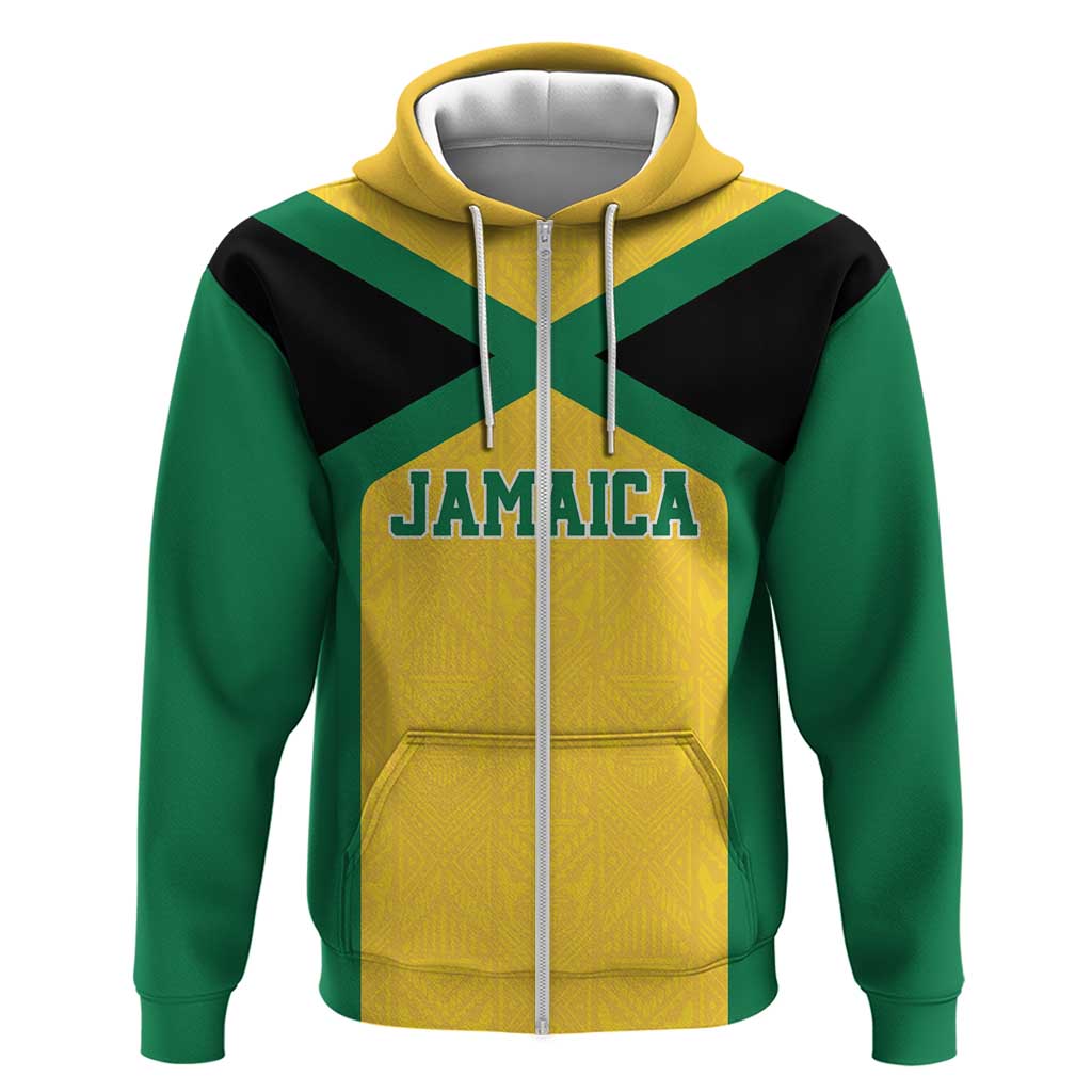 Jamaica Football Custom Hoodie Gold Ethnic Motifs LT9