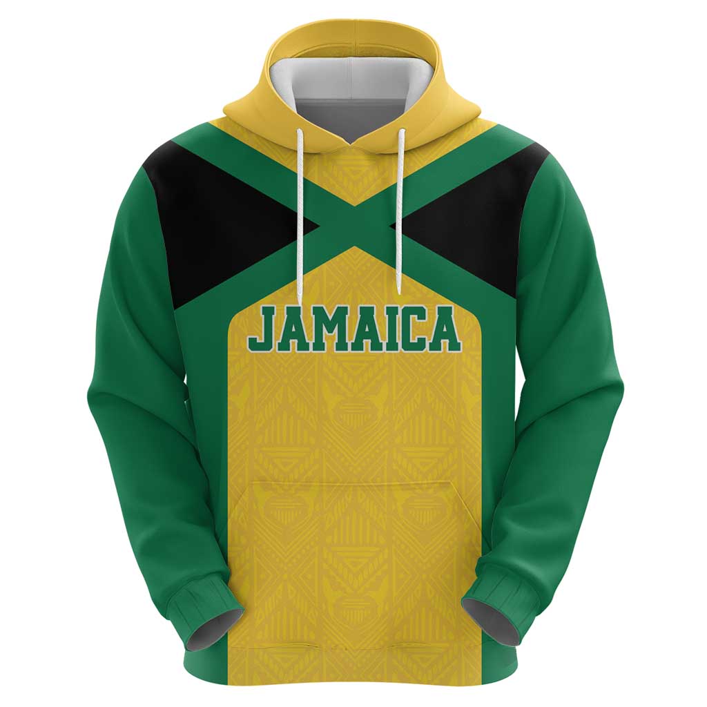 Jamaica Football Custom Hoodie Gold Ethnic Motifs LT9