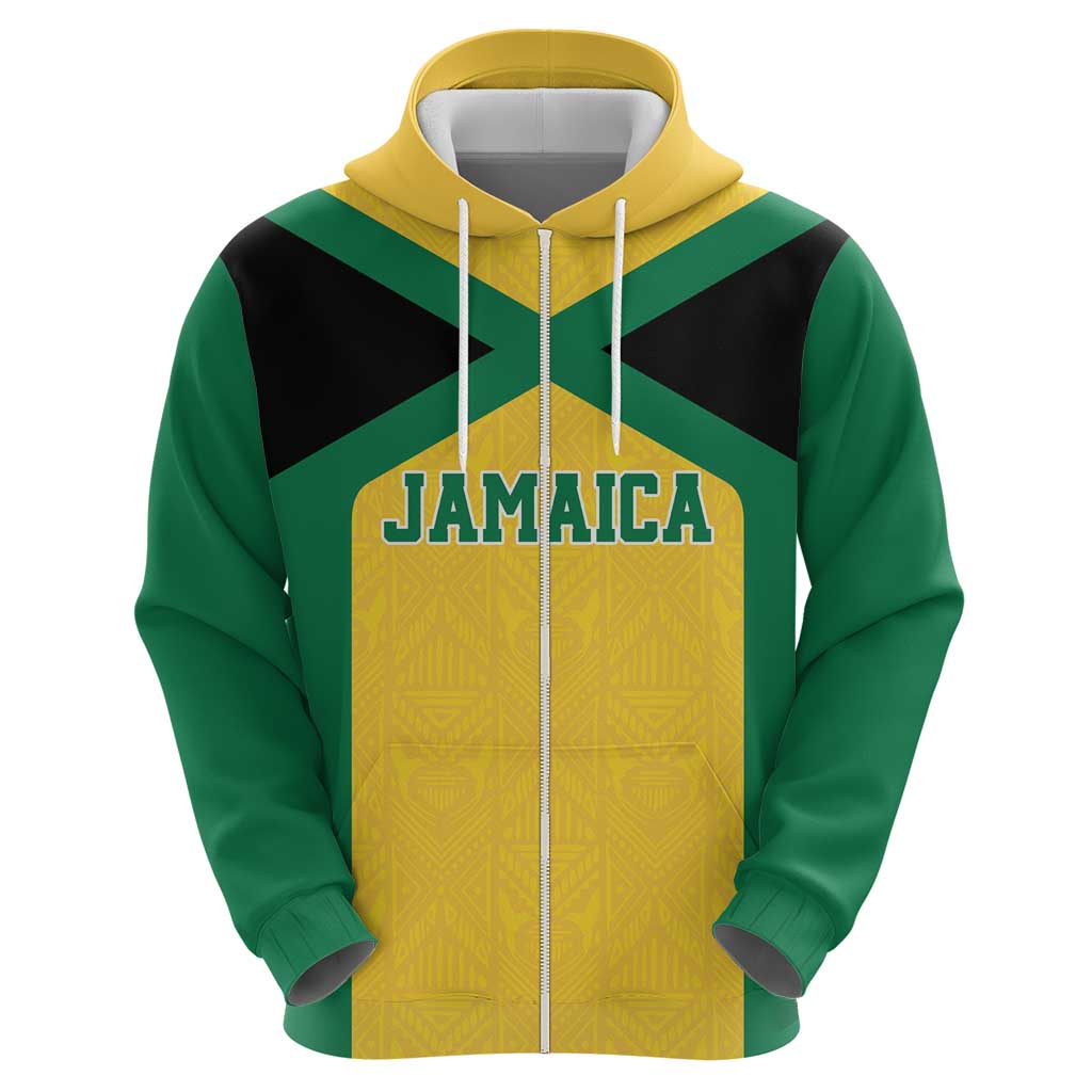 Jamaica Football Custom Hoodie Gold Ethnic Motifs LT9