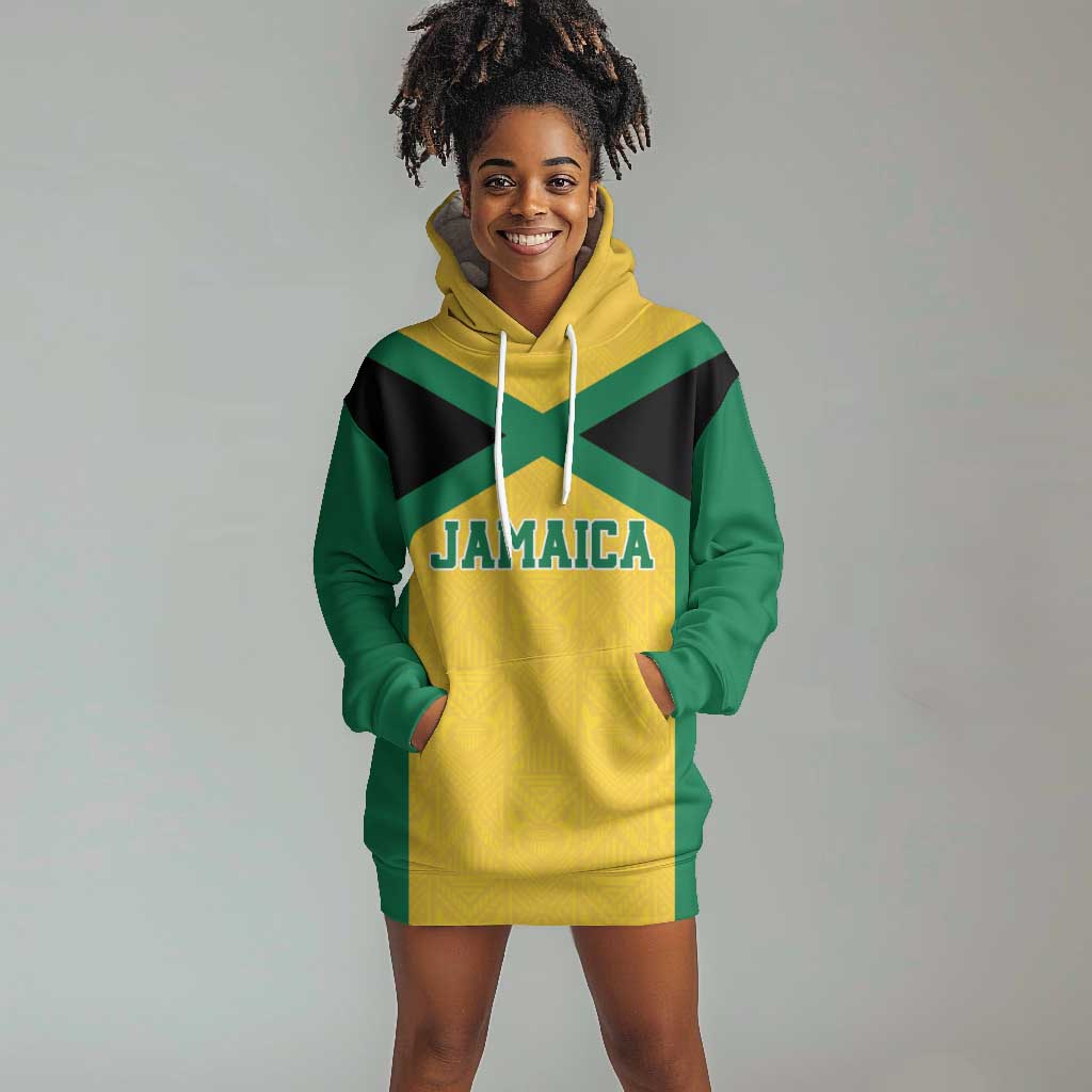 Afro-Jamaicans Football Custom Hoodie Dress Gold Ethnic Motifs LT9