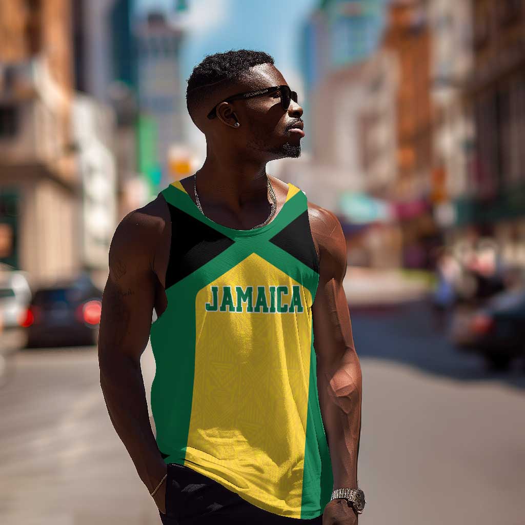 Afro-Jamaicans Football Custom Men Tank Top Gold Ethnic Motifs LT9