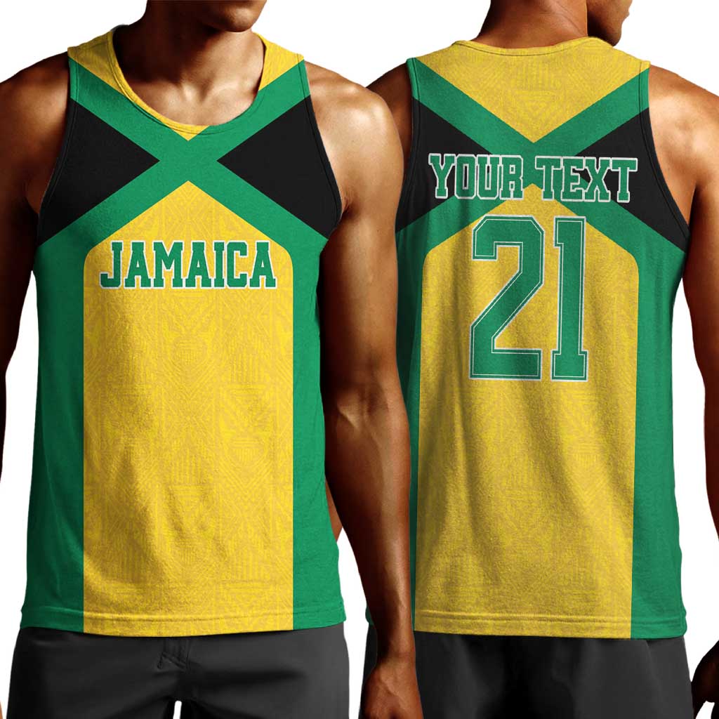 Afro-Jamaicans Football Custom Men Tank Top Gold Ethnic Motifs LT9