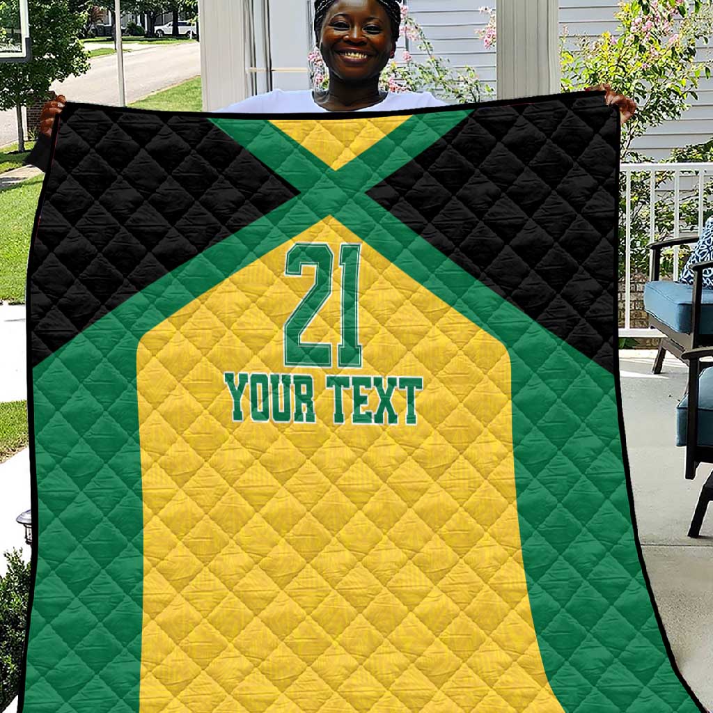 Afro-Jamaicans Football Custom Quilt Gold Ethnic Motifs LT9