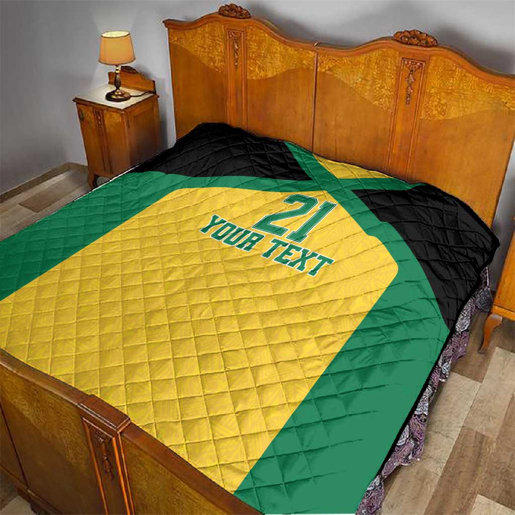 Afro-Jamaicans Football Custom Quilt Gold Ethnic Motifs LT9