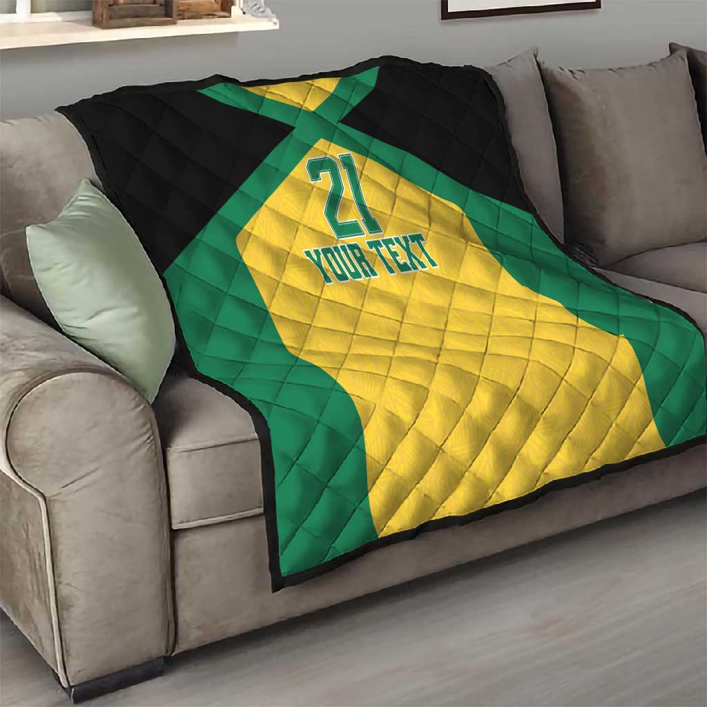 Afro-Jamaicans Football Custom Quilt Gold Ethnic Motifs LT9
